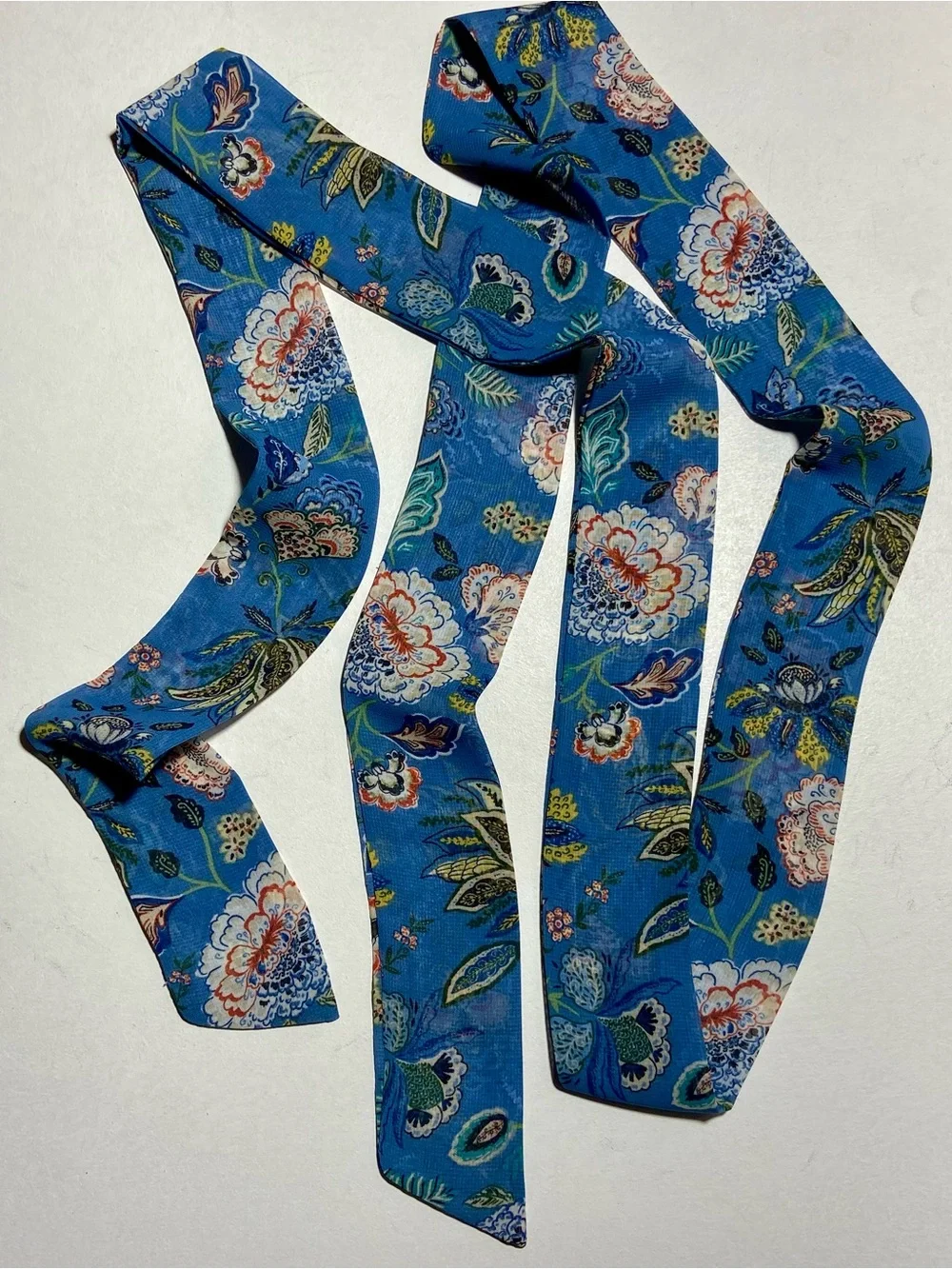 Silk Floral Blue Long Skinny Scarf Free People Virginia Pony Scarf Style